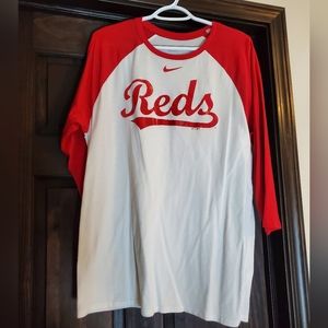 Cincinnati Reds The Nike Tee L  MLB 3/4 Sleeve Red and White